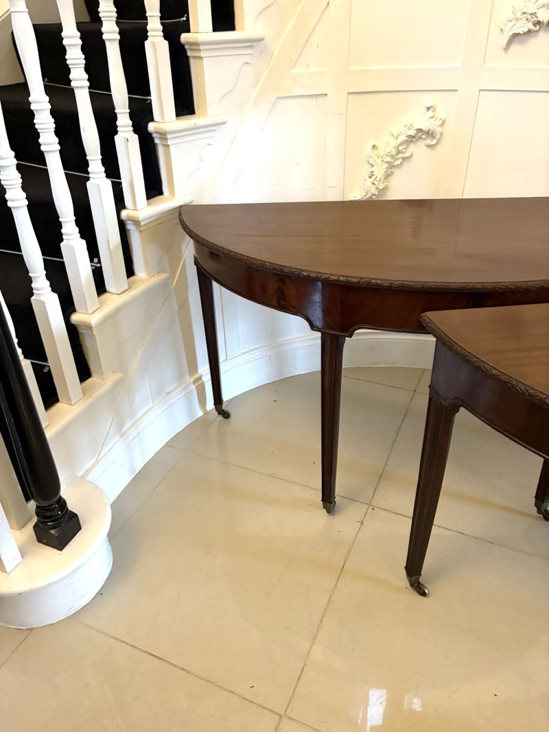Large Pair of Antique Victorian Mahogany Demilune Console Tables